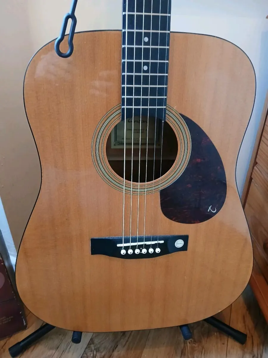 "TENSON"ACOUSTIC GUITAR(As New)+Stand & Box, - Image 1