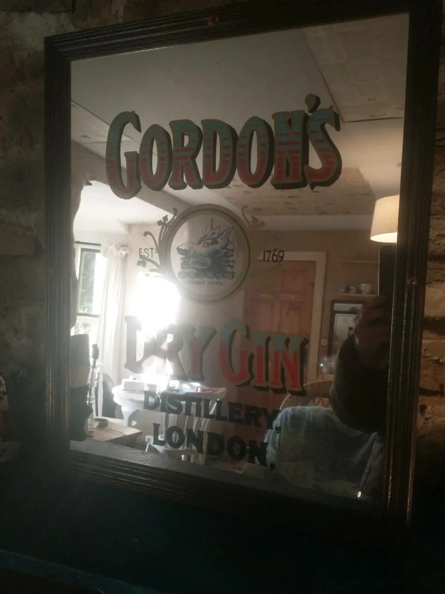 Vintage Gordon Gin and White Horse Whiskey mirrors - Image 1