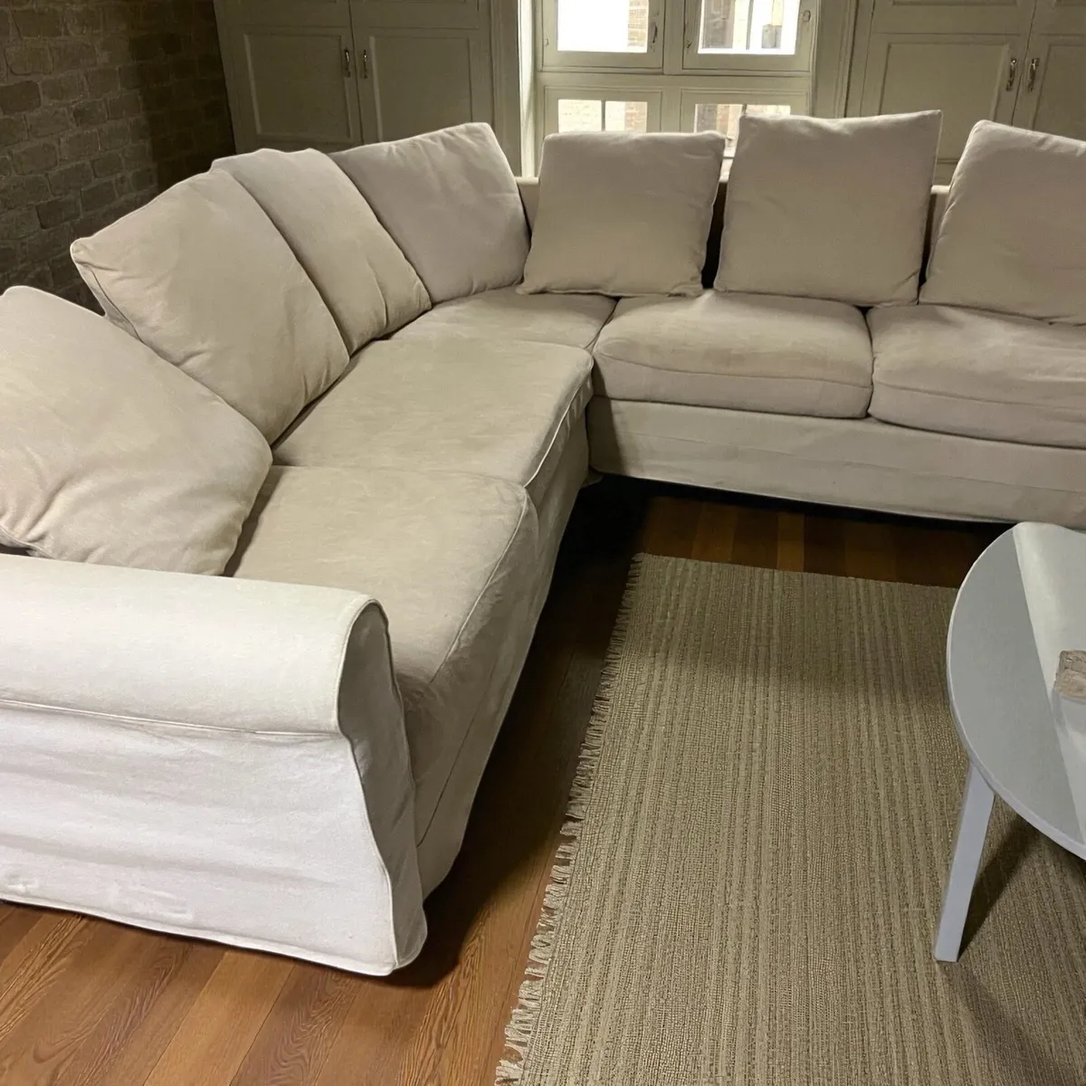 Beige corner sofa couch set furniture - Image 1