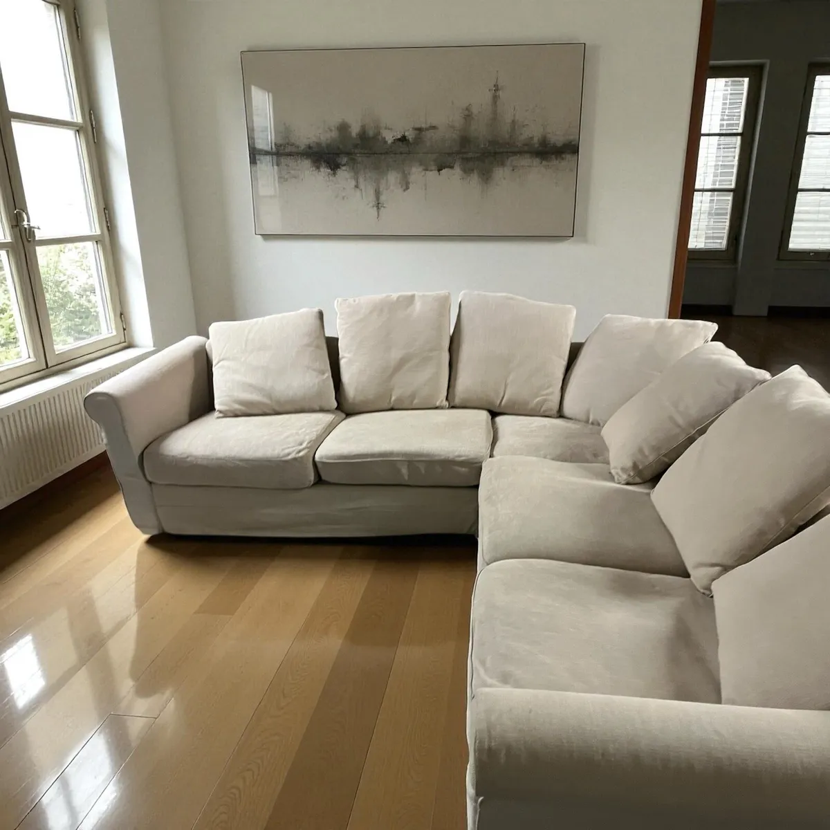 Beige corner sofa couch set furniture - Image 2