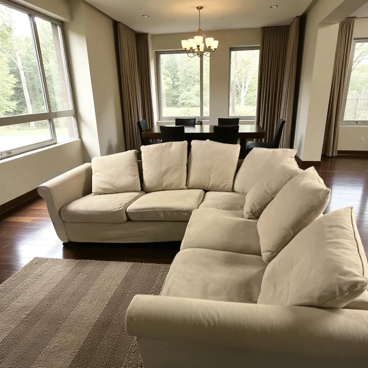 Beige corner sofa couch set furniture - Image 3