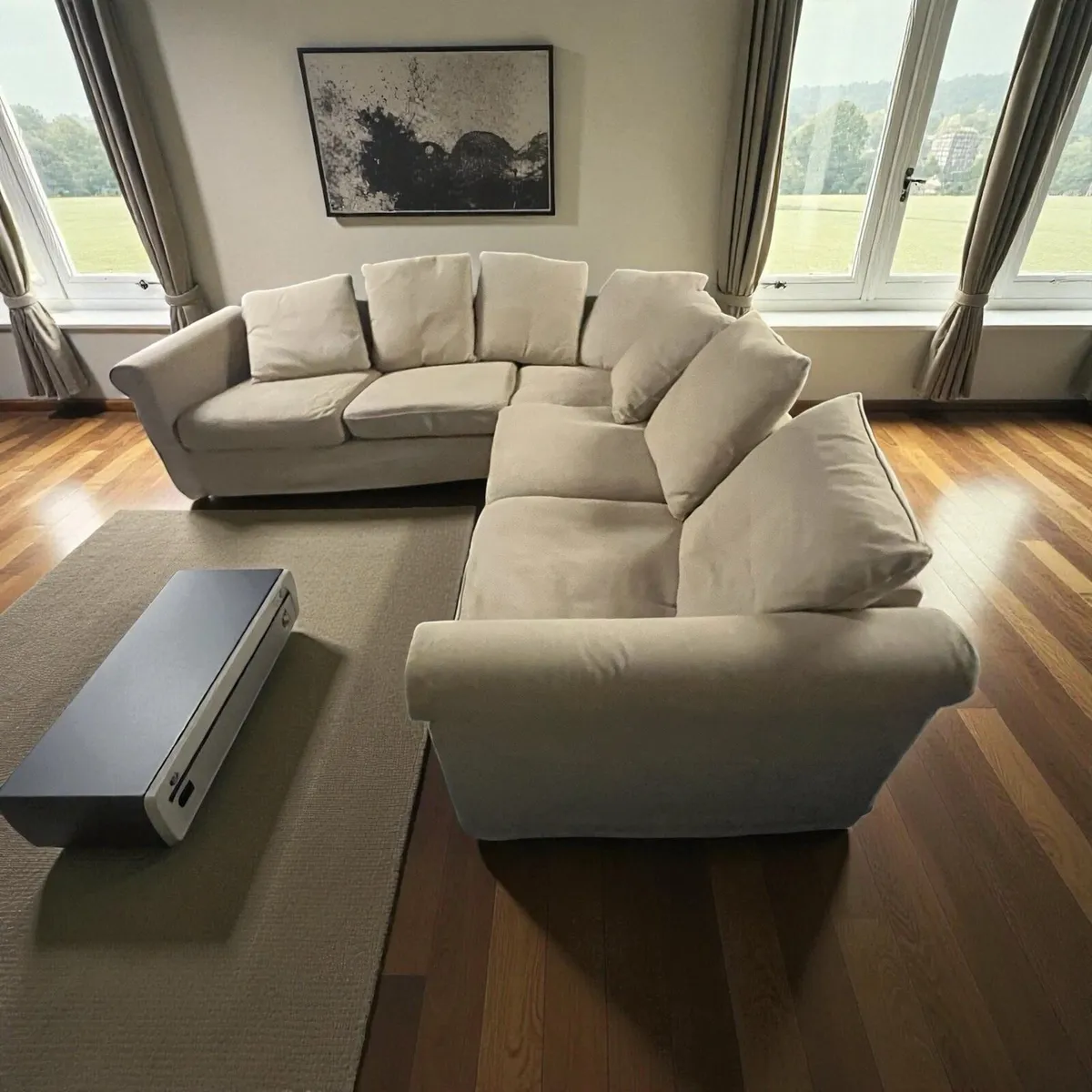 Beige corner sofa couch set furniture - Image 4