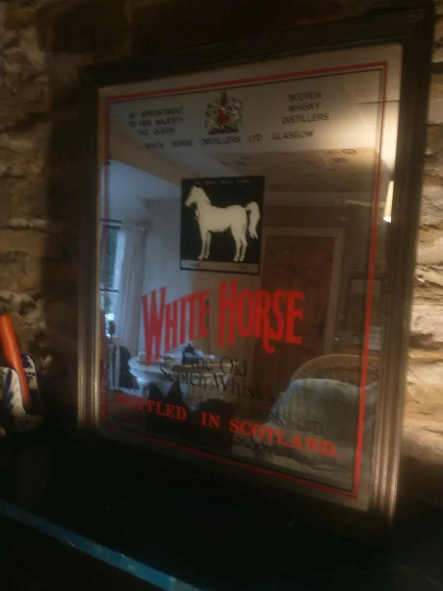 Vintage Gordon Gin and White Horse Whiskey mirrors - Image 2