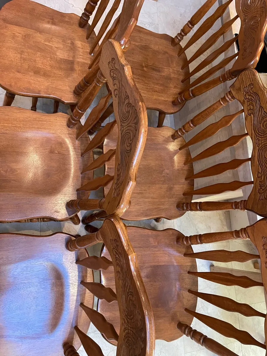 6 x Quality Solid Wooden Kitchen Dining Chairs - Image 2