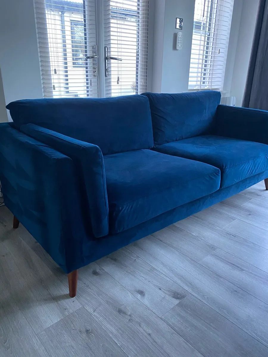 Matching Sofa set in Navy Blue Velour - Image 1