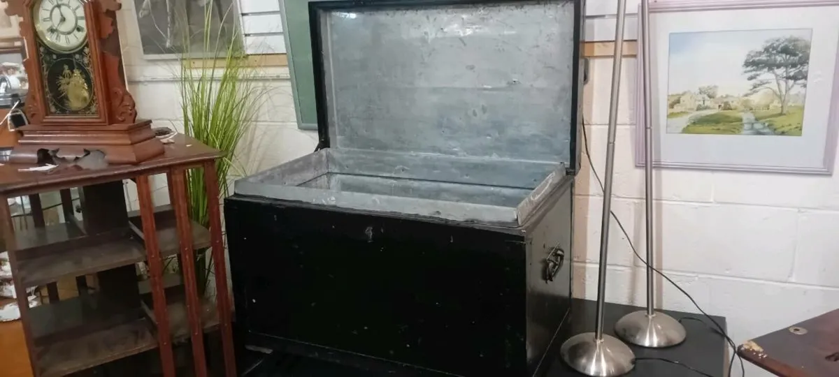 Large Antique Army And Navy Military Trunk - Image 1