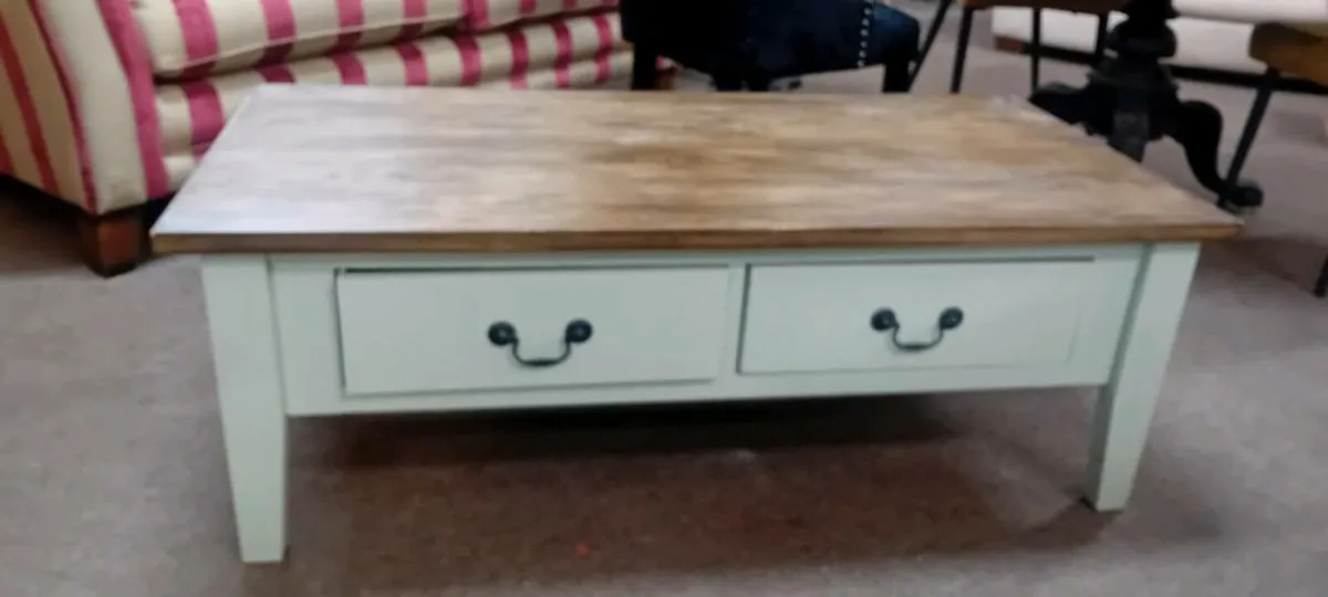 Modern Wood Top Coffee Table With Drawers