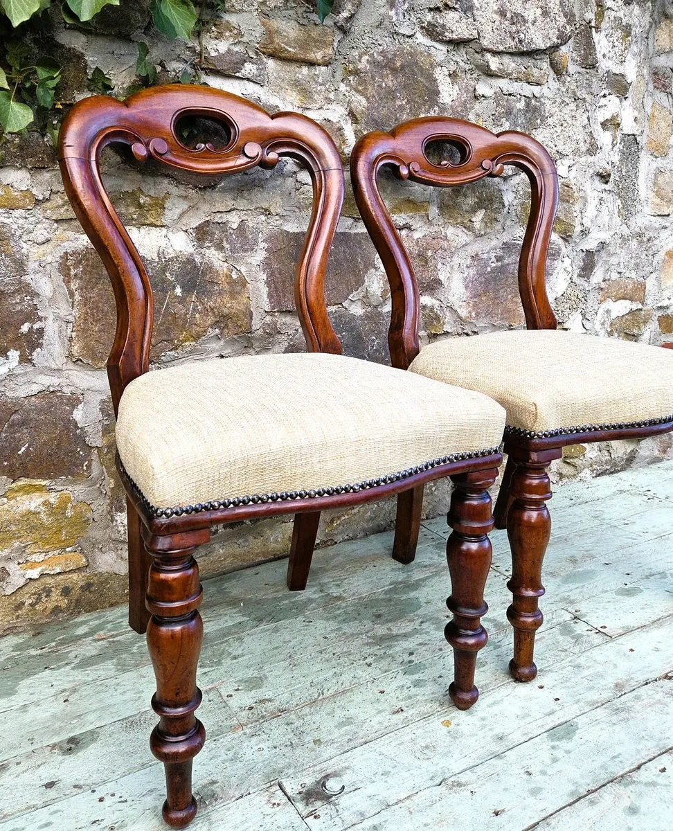 Pair of Victorian Balloon Back Chairs- Circa 1870 - Image 3