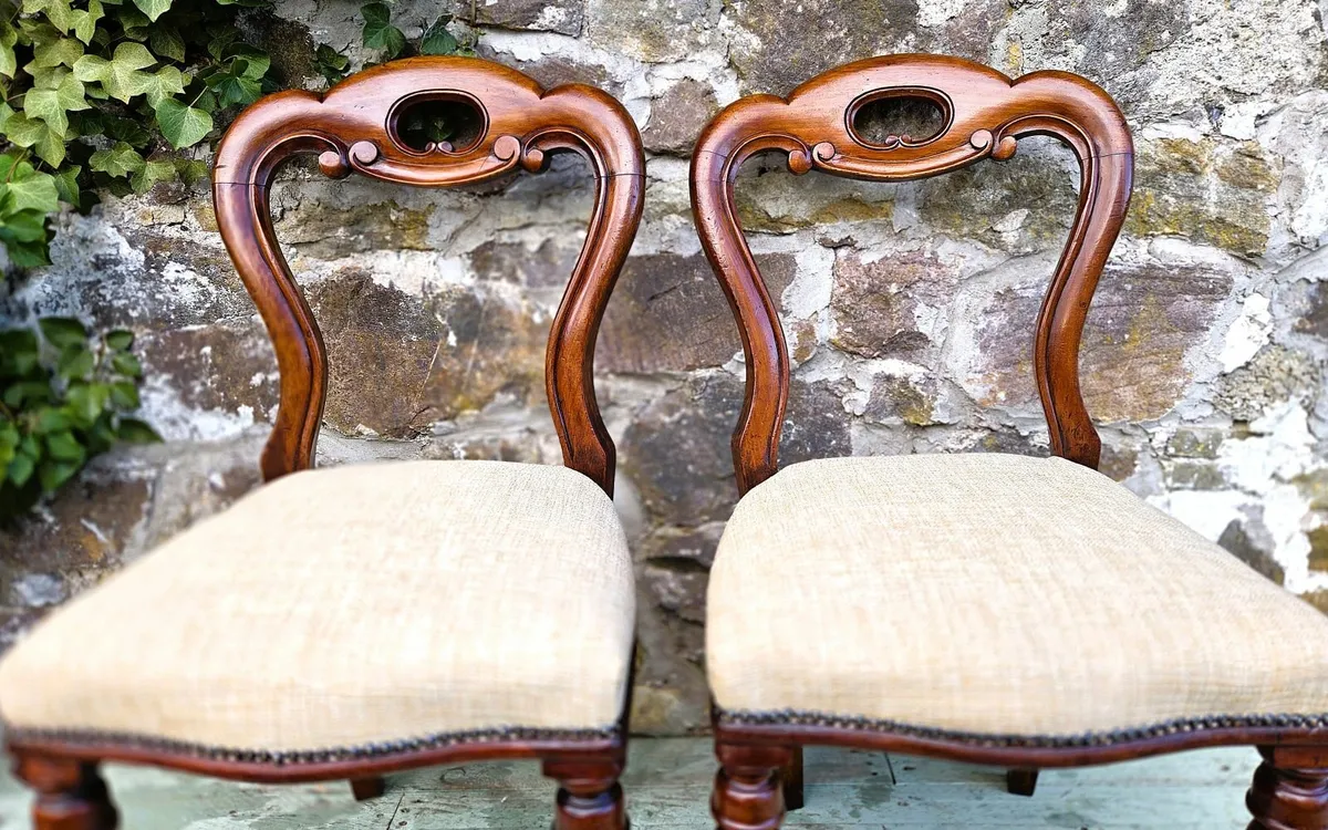 Pair of Victorian Balloon Back Chairs- Circa 1870 - Image 4