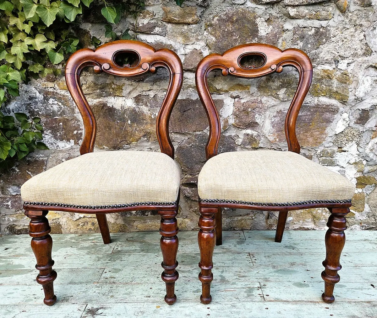 Pair of Victorian Balloon Back Chairs- Circa 1870 - Image 1