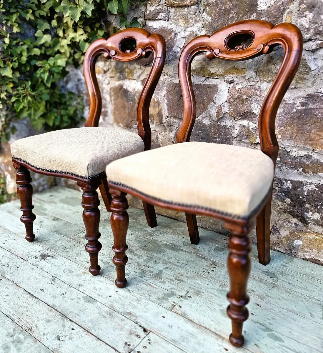 Pair of Victorian Balloon Back Chairs- Circa 1870 - Image 2