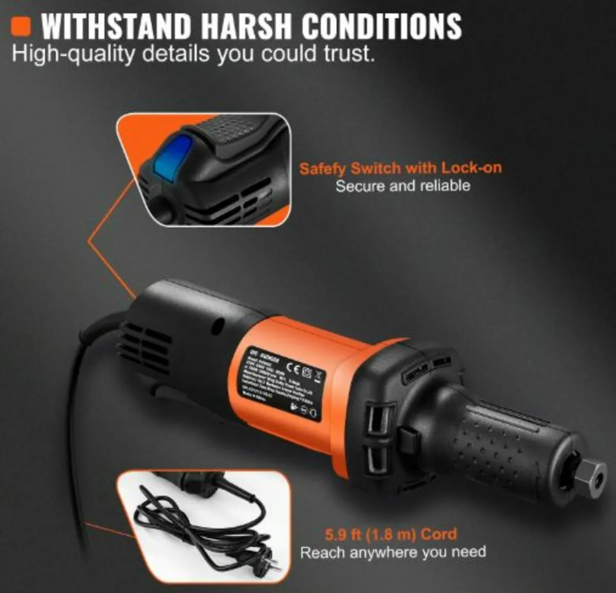 Die Grinder 6.4 mm Heavy Duty Straight Die Grinder - Image 3