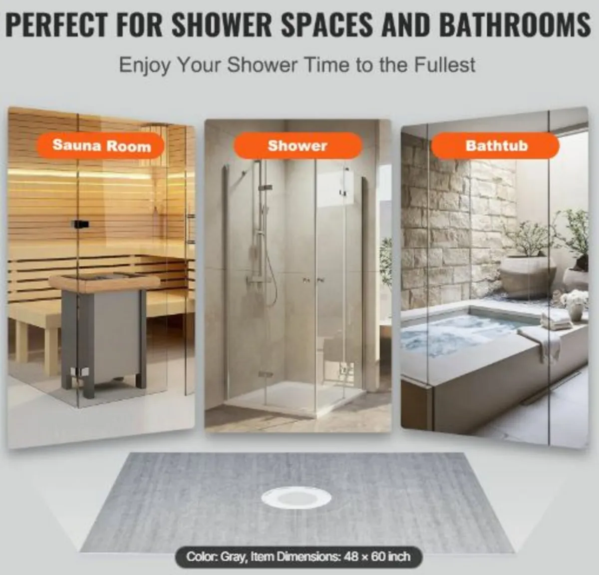 Shower Curb Kit, 1219x1524mm Shower Pan Kit - Image 4