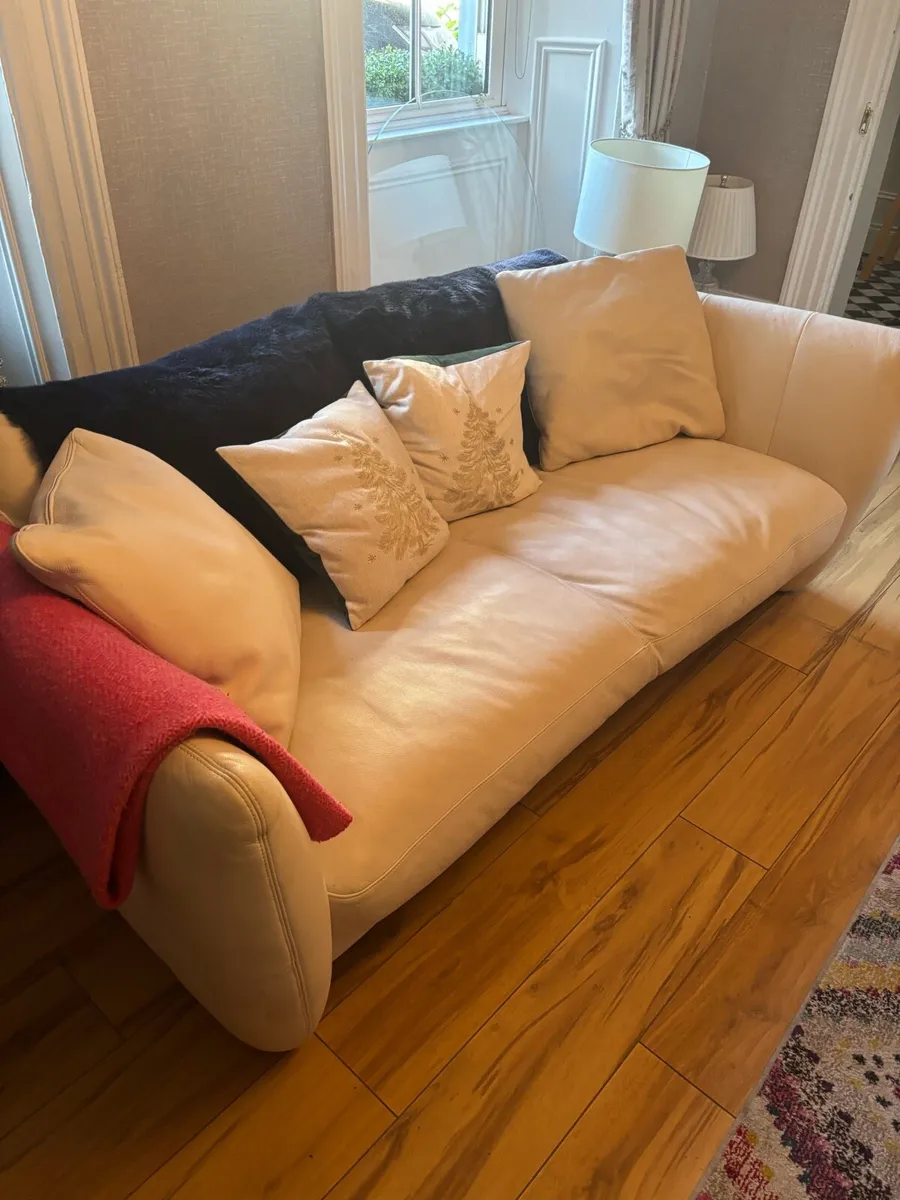 Italian White leather couch’s - Image 1