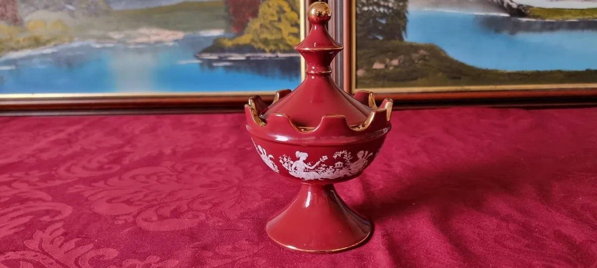 3Pc. Italian Fiorentine Footed Compote & Vases Set - Image 4