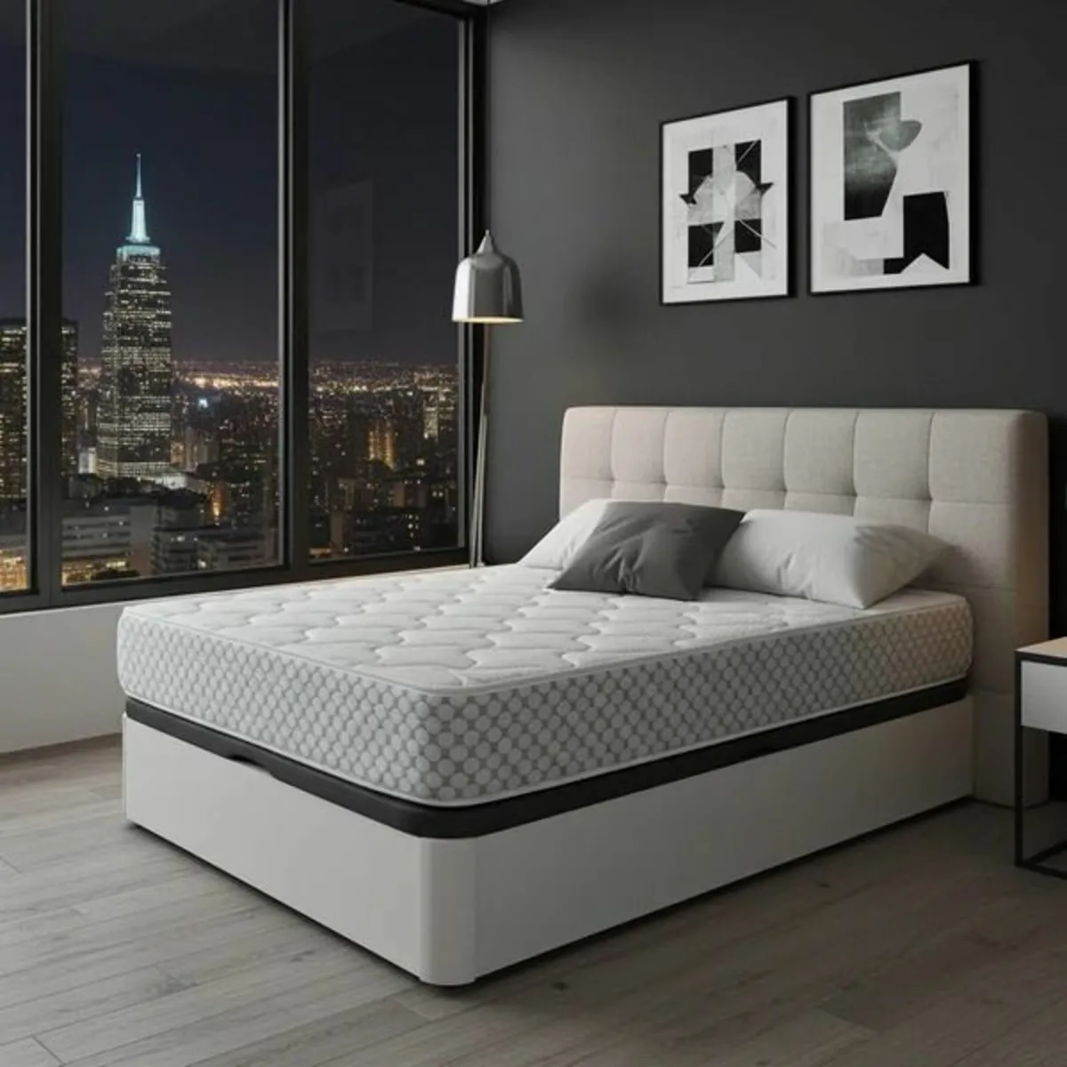 White Ottoman Storage Bed - King - Image 1