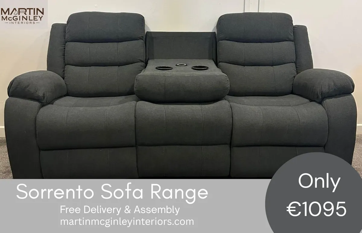 New Electrical Sorrento 3+2 Fabric Sofa Set Grey - Image 3