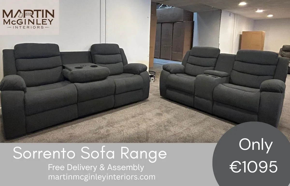 New Sorrento Fabric Electrical Recliner Sofa Set - Image 1