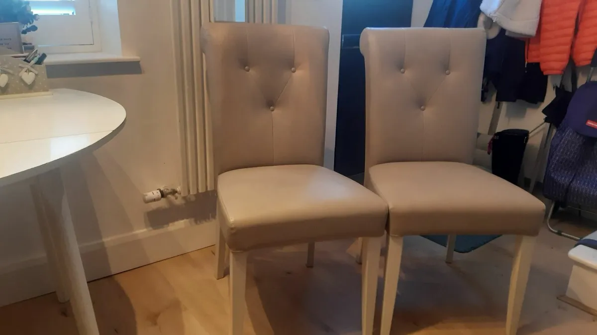 Two Almost New Oak Dining Room Chairs