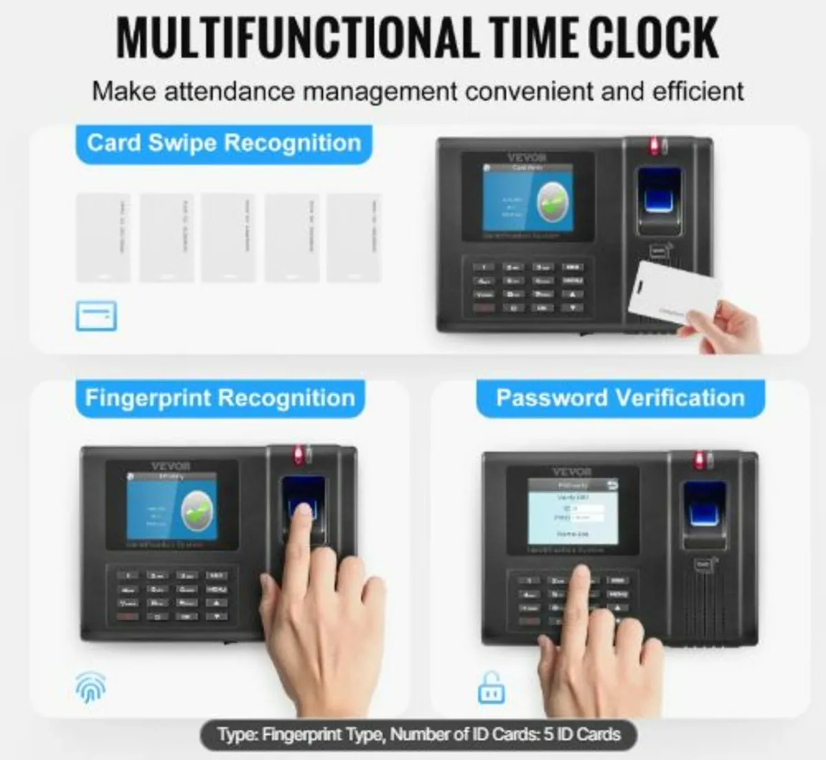 Time Clock,Employee Attendance Machine with Finger - Image 2