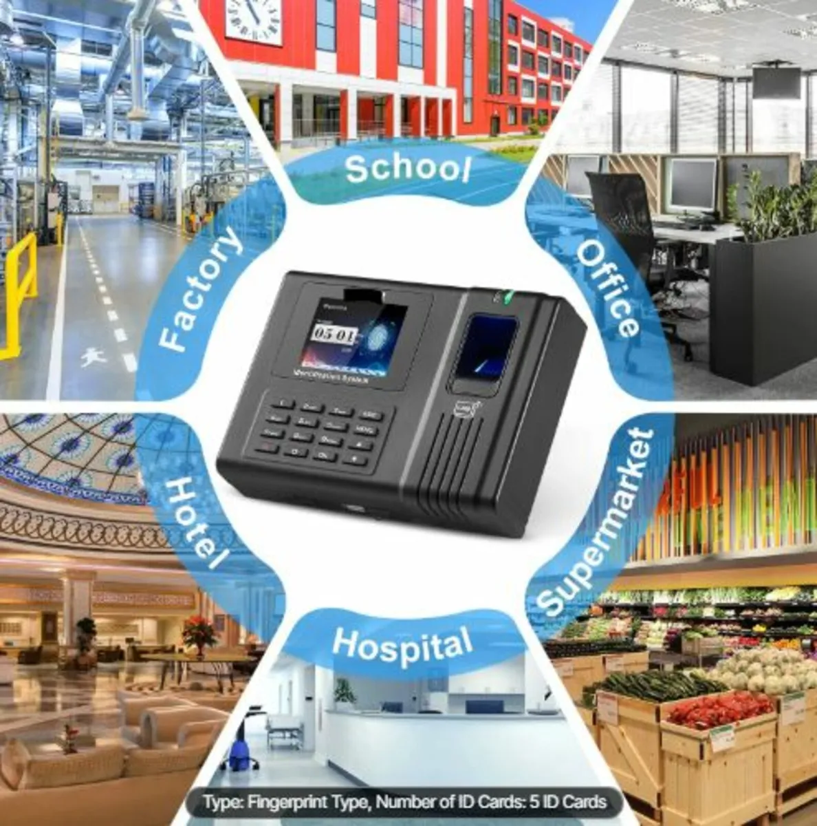 Time Clock,Employee Attendance Machine with Finger - Image 4