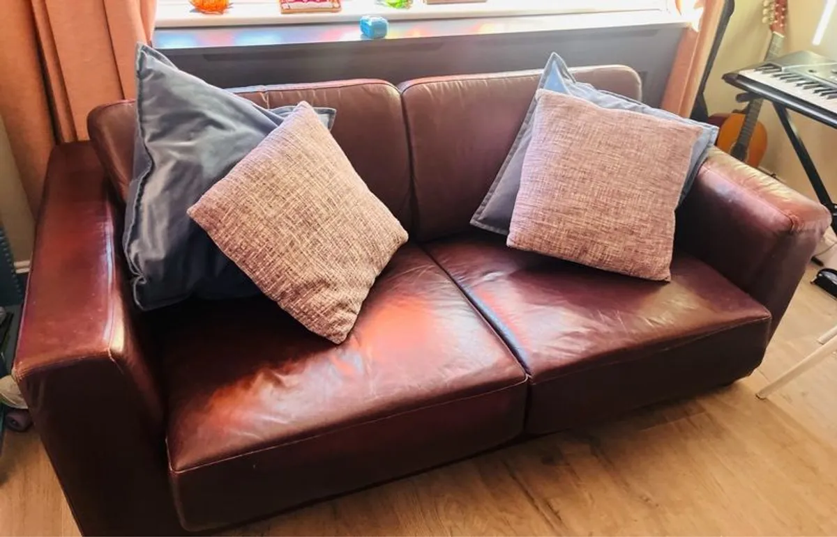 Real leather two seater couch