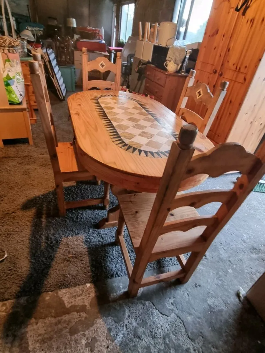 Solid wood table and chairs - Image 1