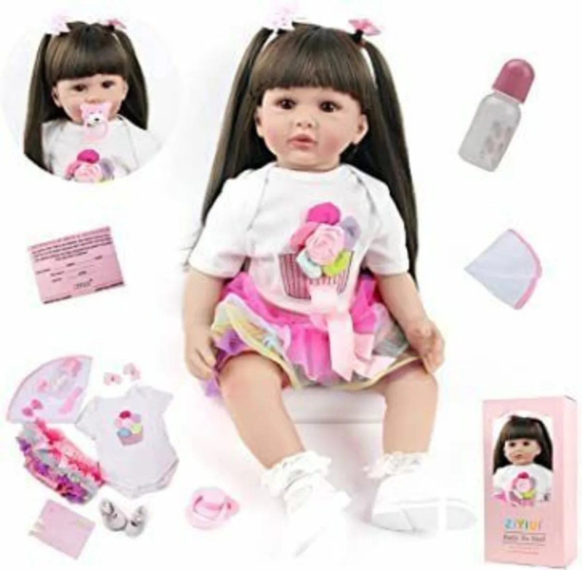 Reborn Toddler Girl Doll 24 inch 60cm Soft Silico - Image 4