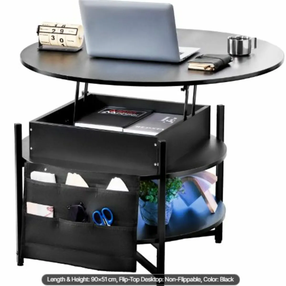 Lift Top Coffee Table, 35.3 in Round Coffee Table - Image 1