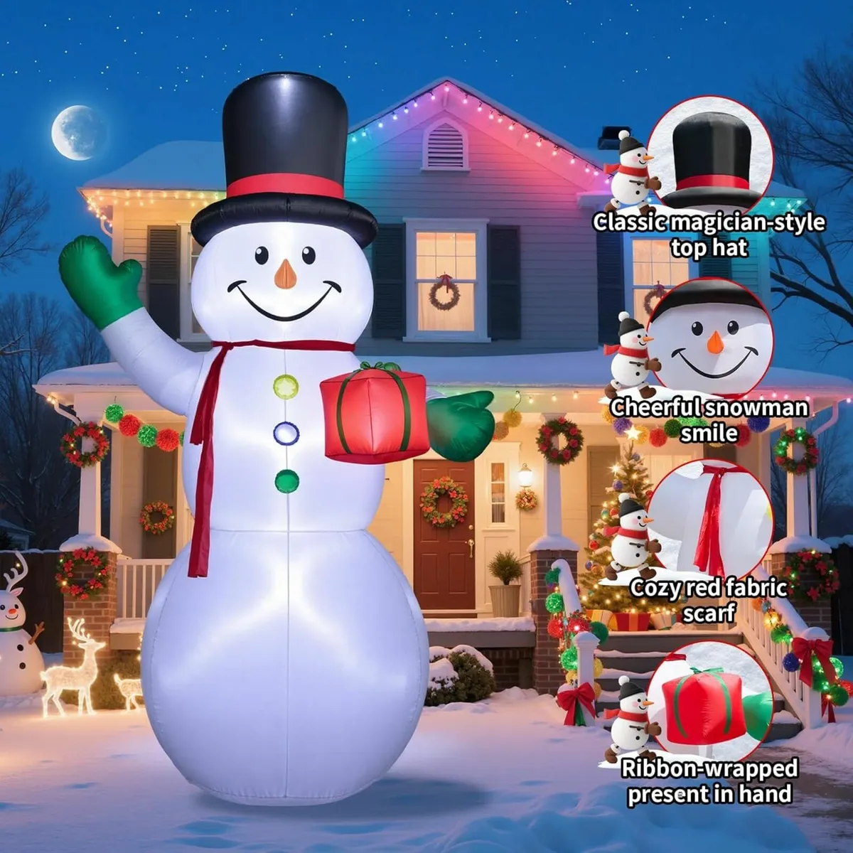 14ft 427 cm Inflatable Christmas Snowman - Image 3