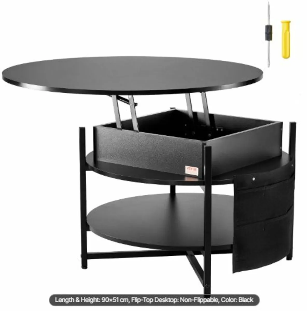 Lift Top Coffee Table, 35.3 in Round Coffee Table - Image 4