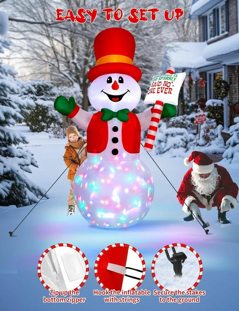 244cm/8FT Inflatable Snowman Outdoor Christmas - Image 2