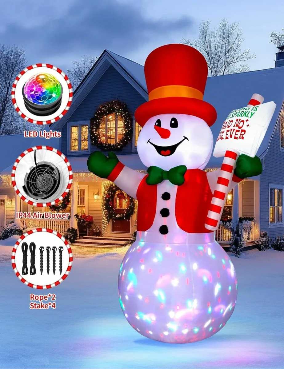 244cm/8FT Inflatable Snowman Outdoor Christmas - Image 3