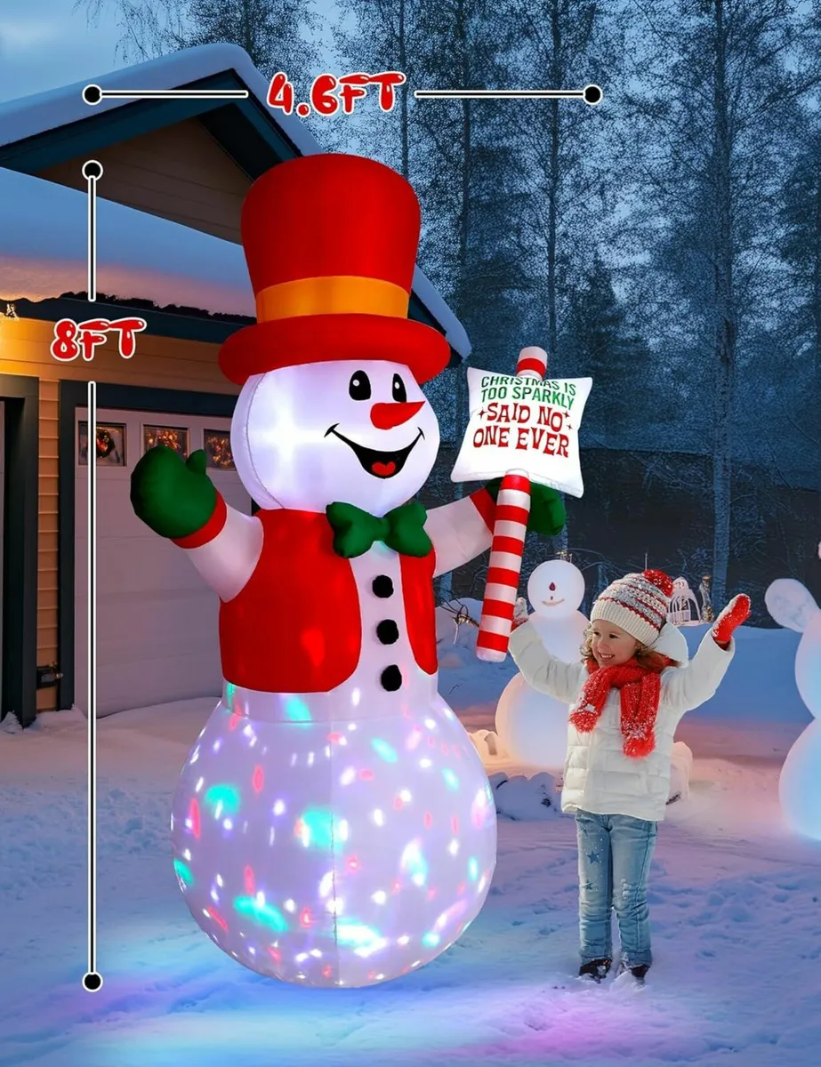 244cm/8FT Inflatable Snowman Outdoor Christmas - Image 4