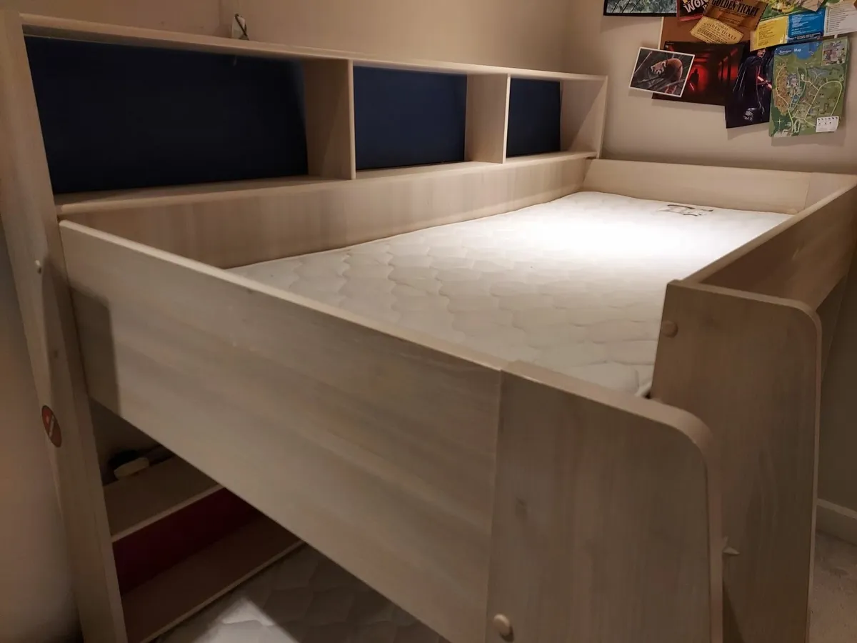 Wooden Bunk bed with shelves - Image 3