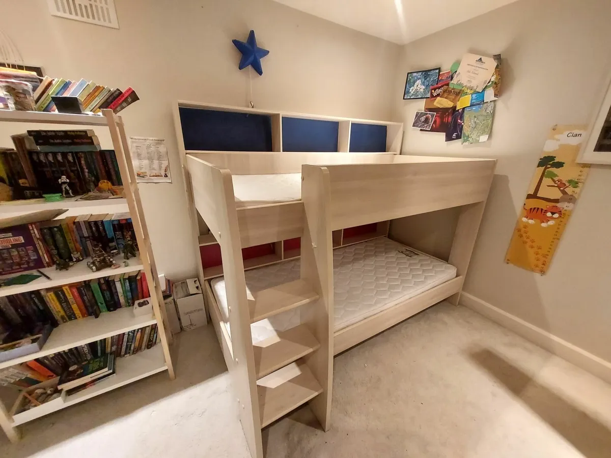 Wooden Bunk bed with shelves - Image 1