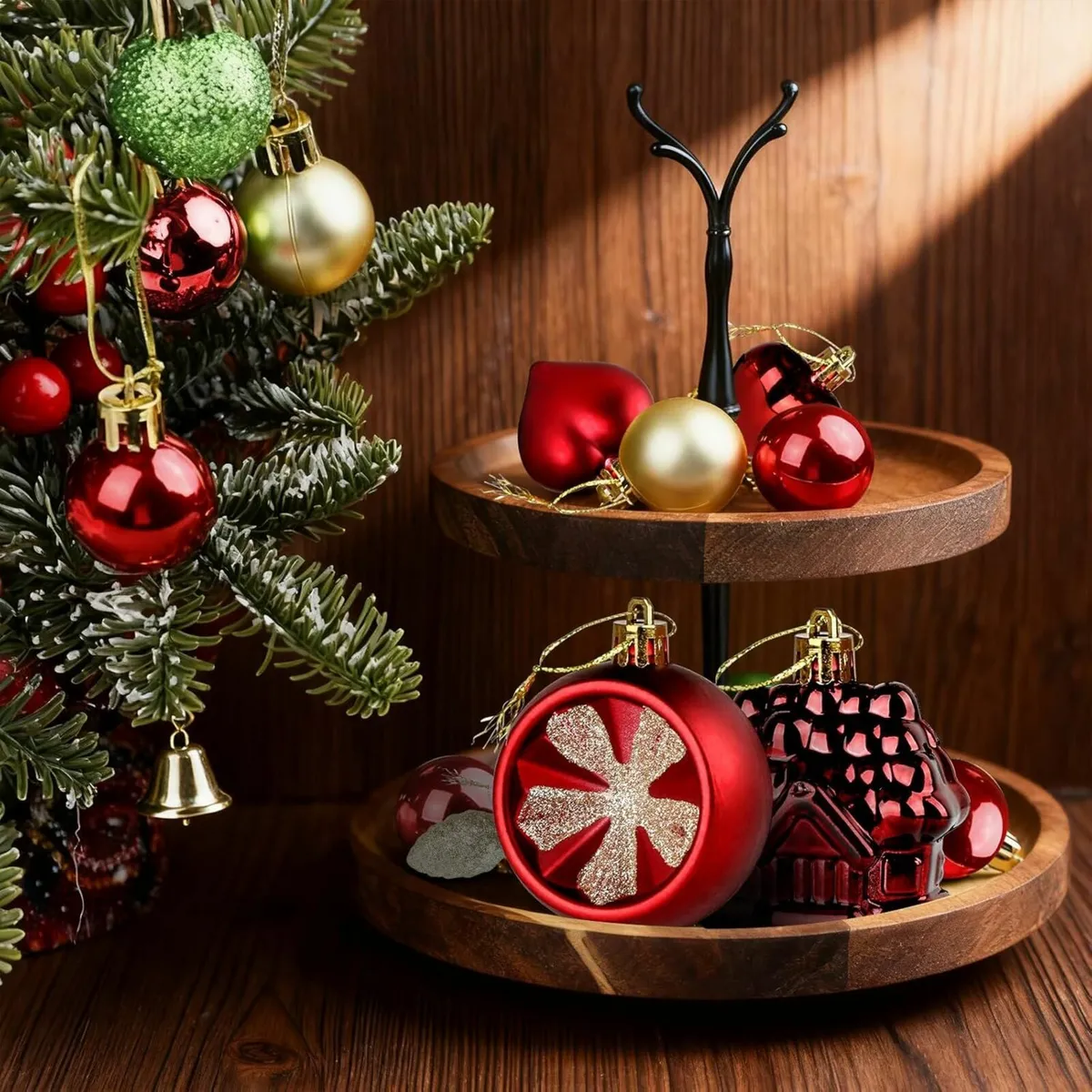 Christmas Tree Baubles, 40pcs 30-60mmRed & Gold - Image 3