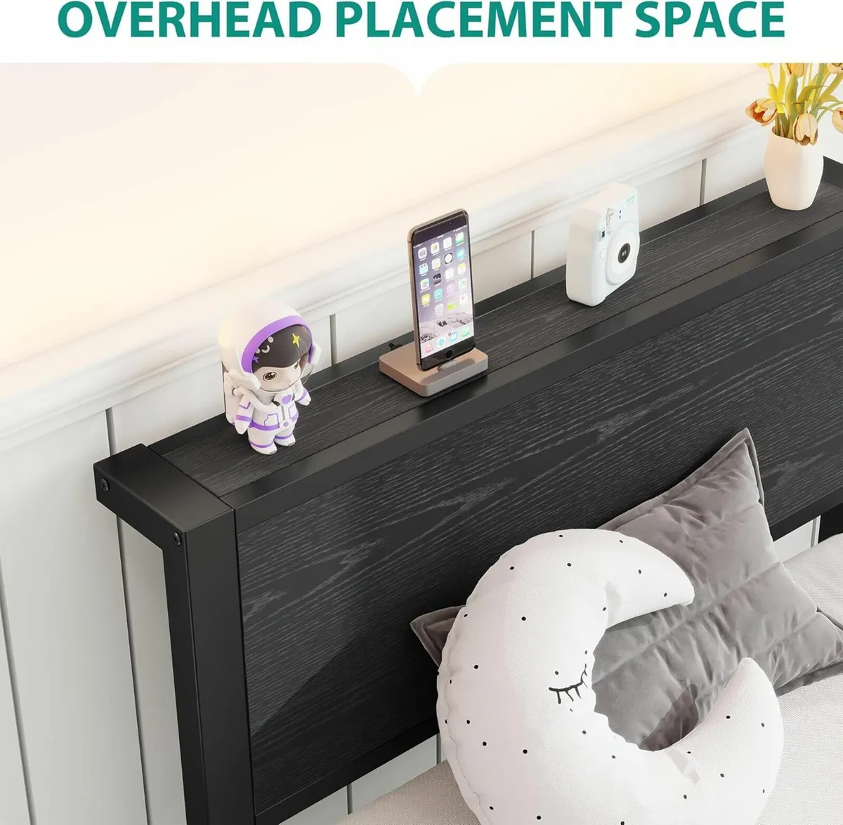 Single Bed Frame Storage Shelf Headboard 90x190cm - Image 3