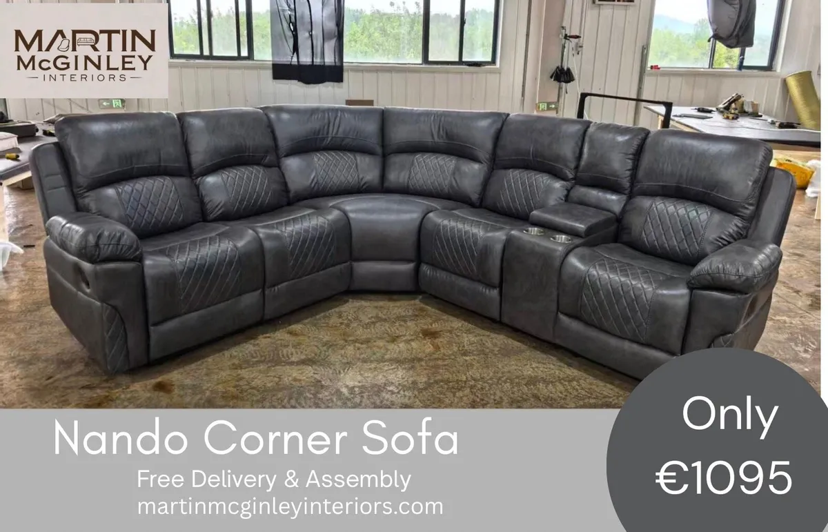 New Nando Suede Fabric Corner Sofa Grey - Image 1