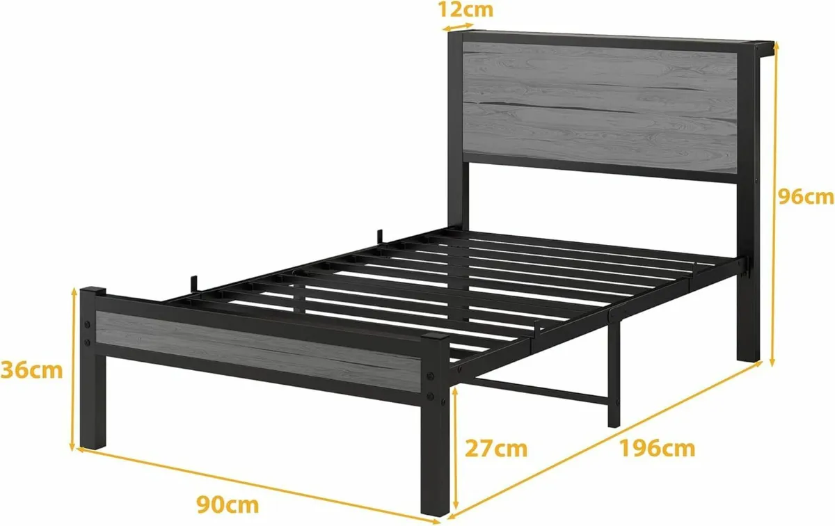 Single Bed Frame Storage Headboard Shelf 90x190cm - Image 2