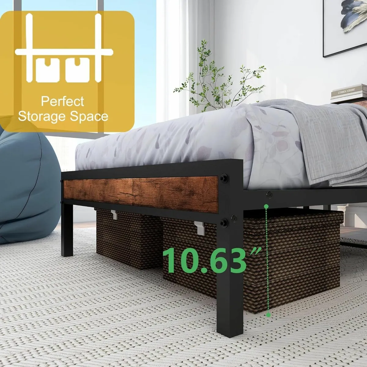 Single Bed Frame Wooden Storage Headboard 90x190cm - Image 4