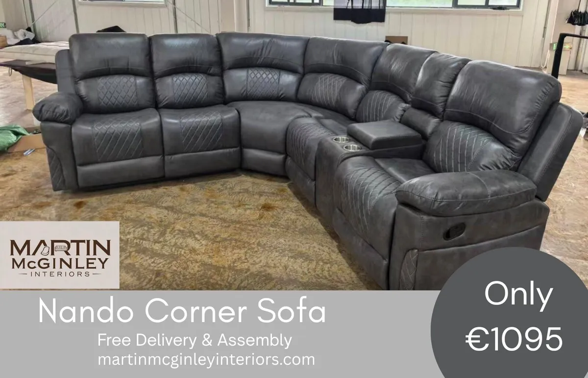 New Sofa Nando Full Recliner Suede Grey - Image 2
