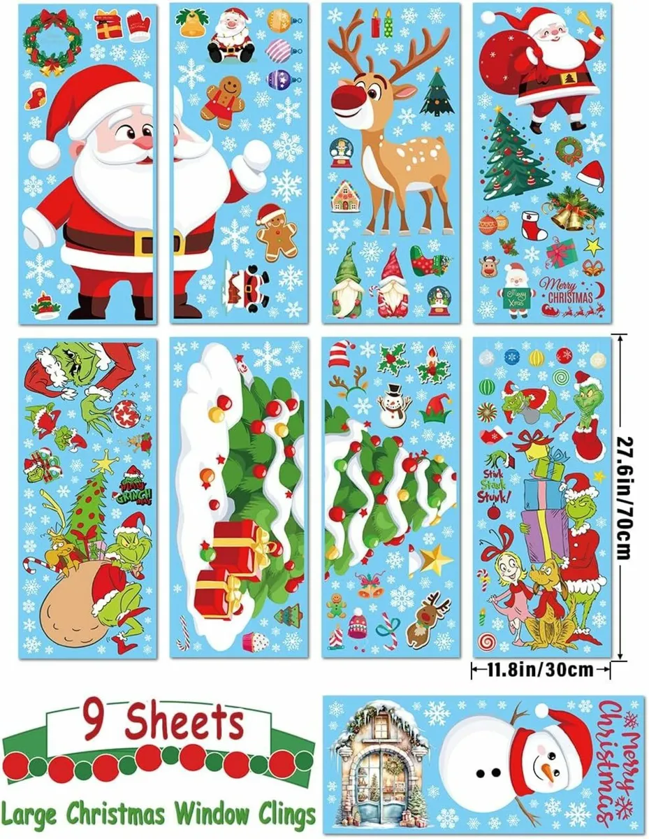 9 Rolls Extra Large Christmas Window Stickers - Image 4