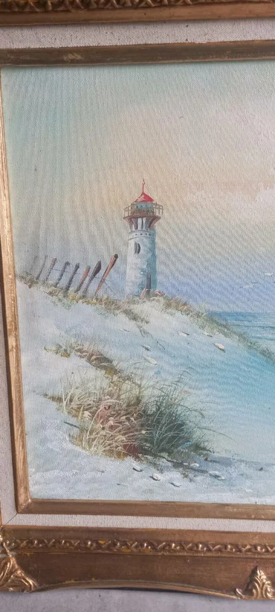 Beautiful framed original Lighthouse Oil Painting - Image 2
