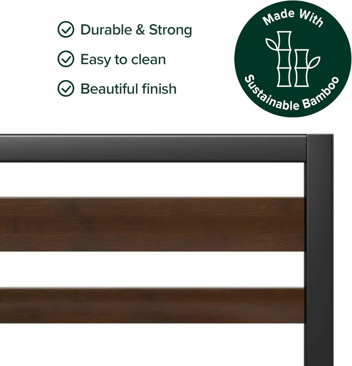 Brown Double Bed Frame Headboard 135x190cm - Image 4