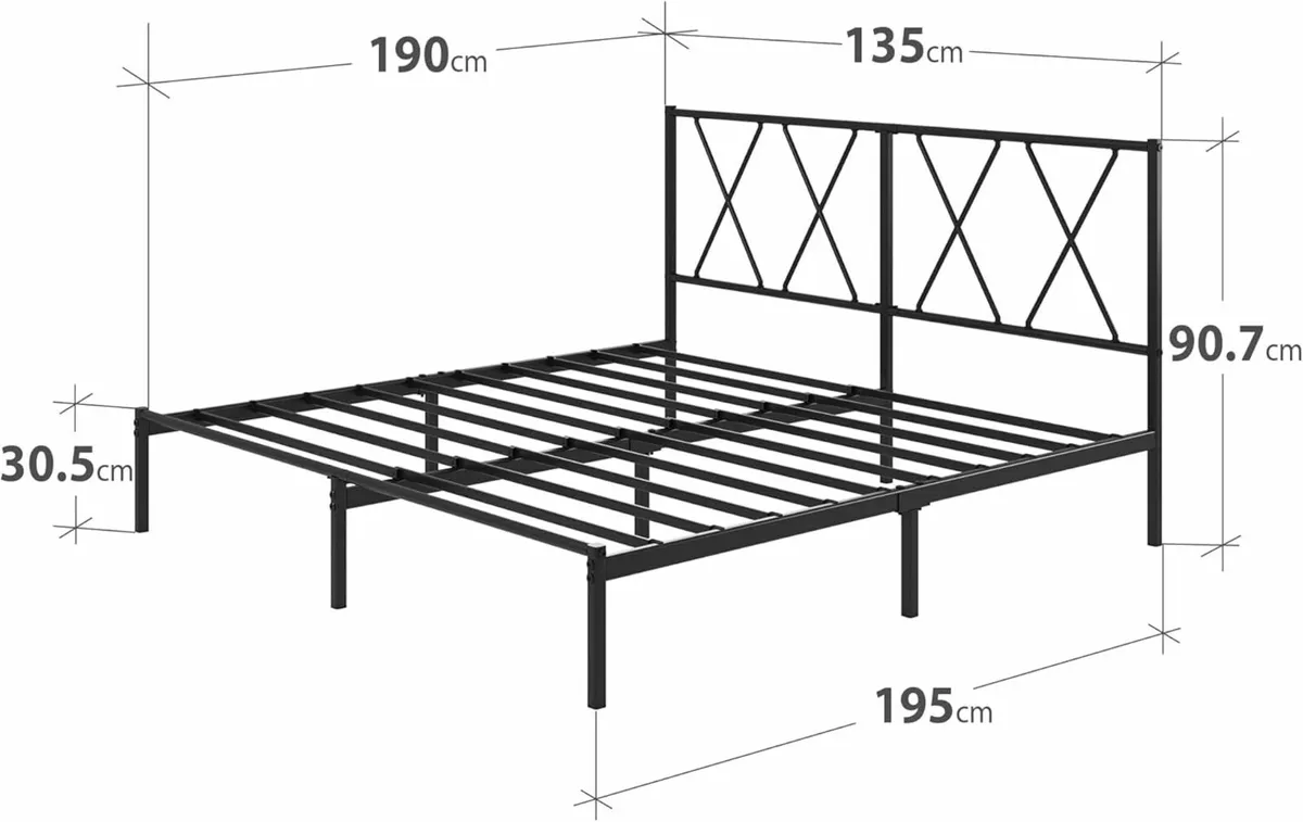 Double Bed Frame Headboard 4ft6 135x190 cm - Image 4