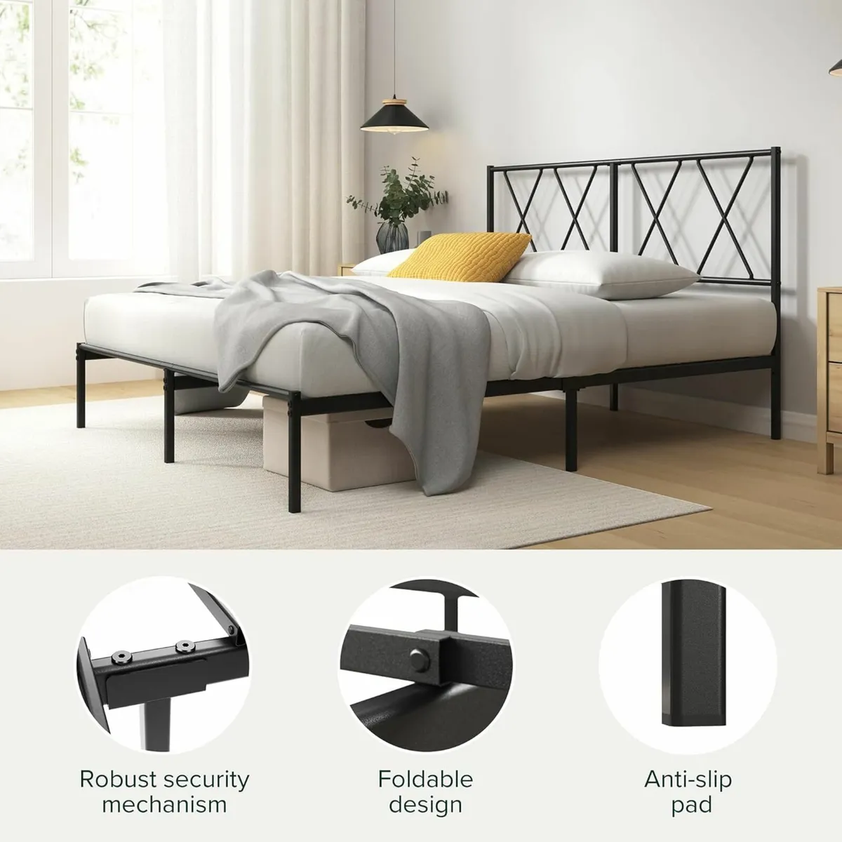 3ft Single Bed Frame with Headboard 90 x 190 cm - Image 4