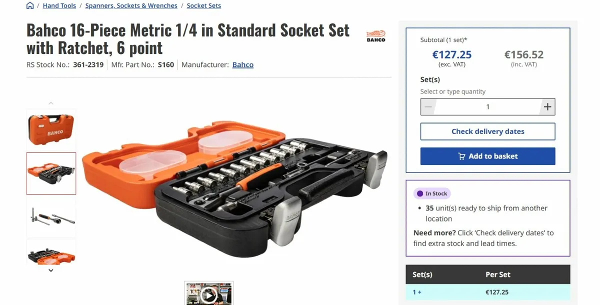 Bahco S160 Socket Set with Ratchet, NEW! - Image 2