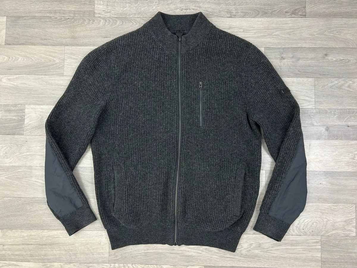 Barbour International Wool Blend Knitted Jacket L - Image 1