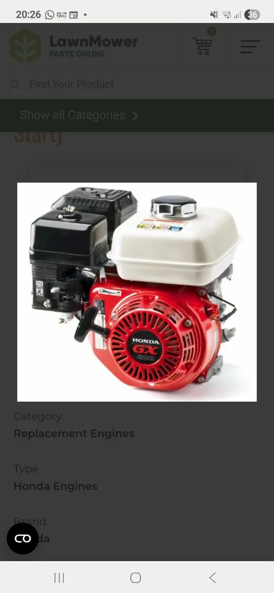 honda gx 200,160 etc